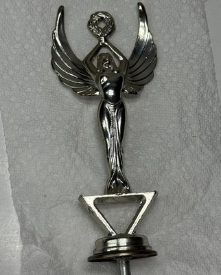 VTG Winged Victory Angel Goddess Trophy Topper Chrome Gold Hot Rod Racing MCM