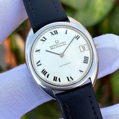 Vintage Universal Geneve White Shadow Date Micro-Rotor Swiss Men
