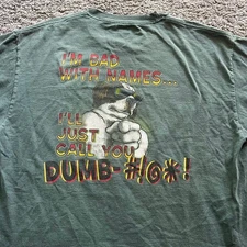 Vintage Y2K Big Dogs I’m Bad With Names Dumb T Shirt Green Mens Size Large