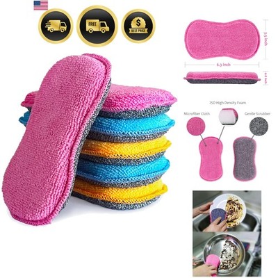 Dish Sponges Kitchen, Microfiber Cleaning Scrubber for Dishwashing, Sink, Bas...