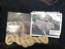 UNFINISHED OBJECT KIT YARN AND PATTERN GOSSAMER DESIGNS FOR COBWEB KNITTED SHAWL