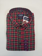 CHAPS Performance Dress Shirt RED BG BLK BLUE GRB PLD Christmas XLARGE