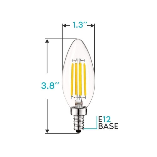 Luxrite Candle LED Bulb 550 Lumens Natural White 5W Dimmable UL E12 12-Pack - Picture 3 of 7
