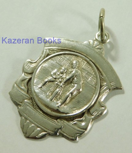 Sterling Silver Pocket Watch Albert Chain Cricket Fob Medal FVECL 1955 Winners - Picture 4 of 7