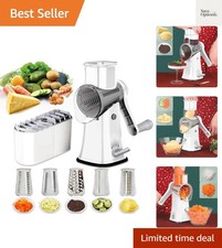 Hand Crank Rotary Cheese Grater Vegetable Shredder Slicer with 5 Blades Str...