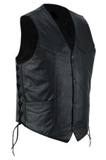 Men's Motorcycle vest Genuine Leather vest Club Style Biker Vest, Gun Pocket