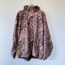 Huntworth Camo Jacket Coat Men’s XL Windbreaker Rain Zipper Pockets Hood