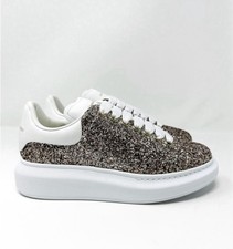Alexander McQueen Oversized Glitter Gray Cushioned Lace Up Women's Sneakers