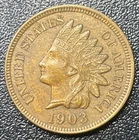 1903 Indian Head Bronze Cent Penny 1c Full Liberty 4 Diamonds