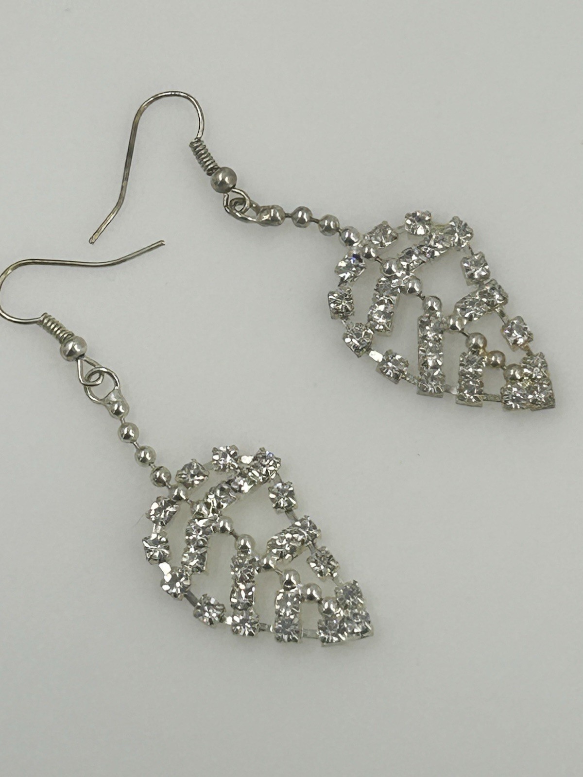 Rhinestone Leaf Dangle Earrings Elegant Statement - image 3