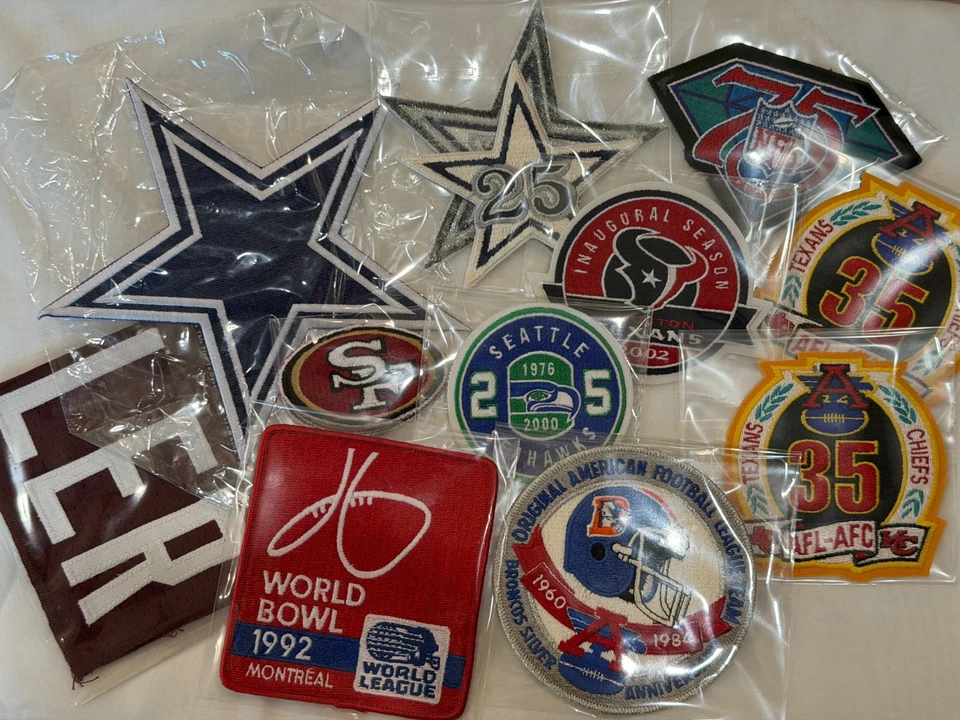 Vintage NFL Embroidered Iron-On Patches Football Seahawks Cowboys Texans 49ers - Image 1 of 1