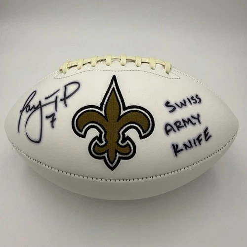 TAYSOM HILL SIGNED/AUTO'D SAINTS FULL SIZE LOGO FOOTBALL SWISS ARMY KNIFE - BAS