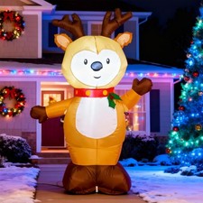 4ft Inflatable Reindeer with LED, 30s-Auto Blow Up Christmas Decoration for O...