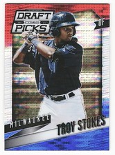 2014 Panini Prizm Draft Troy Stokes Red White Blue Milwaukee Brewers #34