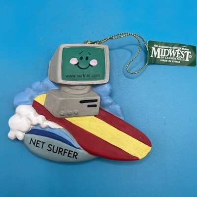 Vintage Midwest of Cannon Falls NET SURFER Christmas Ornament COMPUTER Nerd Geek