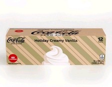 Coca Cola Holiday Creamy Vanilla Zero Sugar Soda Pop, 12 Pack of 12oz Cans