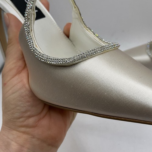 Ivory Satin Diamanté Shoes, Wedding, Bridal, Heels, Bridesmaid Bride - Size 7/40 - Picture 7 of 11