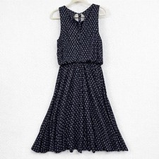 Ann Taylor LOFT Navy Blue Floral Medallion Sleeveless Blouson Midi Dress XS