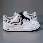 Nike Air Force 1 '07 Embroidered Swooshes Size 11.5 White Black Low Top Sneakers — photo 1