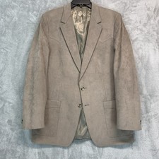 Vintage Kingsridge Men's Western Blazer Jacket Size 42 Beige Faux Suede