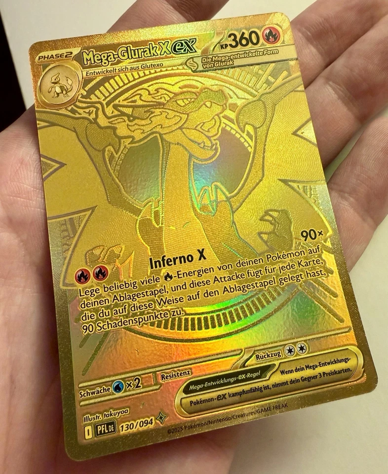 Pokemon Fatale Flammen Mega Glurak X ex 130/094 Gold DE NM - Bild 2 von 2