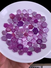 Polished Beautiful Ruby Slices Corundum- Corundum Ruby Slices. 207cts - 68pcs.