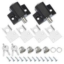 2 Set Sliding Window Locks Push-In Sliding Window Security Lock with Keys Black