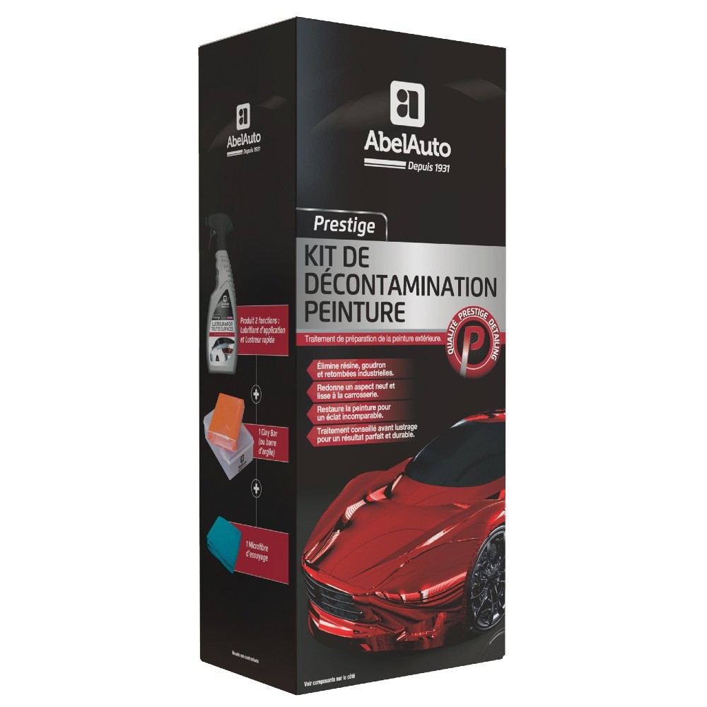 Kit décontamination peinture Abel Auto avec barre d'argile 100g pour carrosserie lisse