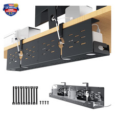 Under Desk Cable Management Tray 32 Inch Black Cable Organizer for Office Home