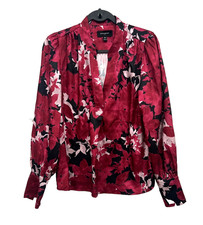 Banana Republic Factory Blouse - Womens Medium - Burgundy / Multi - 1016 - SM2