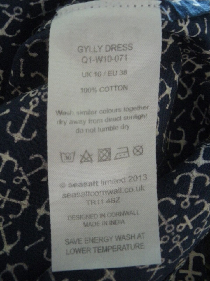 SEASALT (GYLLY) DRESS COTTON PRINT NAVY SIZE 10 eBay