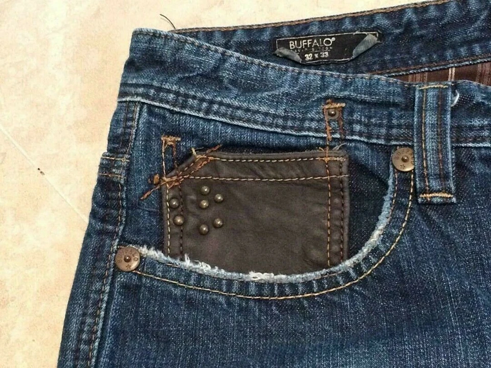 BUFFALO Men's Jeans -"Richard"- LEATHER ENHANCED W 34" x L 33" Measured - Image 2 of 4