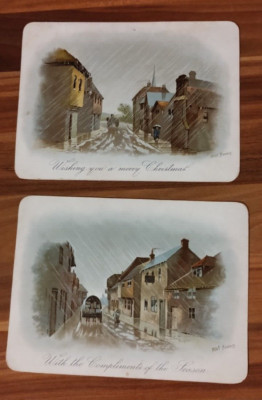 Two Victorian Christmas Cards Albi or Albt Bowers
