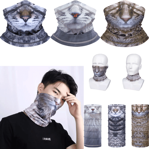 Radfahren Gesichtsmaske Bandana Halsgamasche Outdoor UV Schutz 3D Tier Katze Schal - Bild 1 von 18