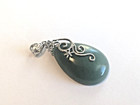 Green  Aventurine Pear Cut Pendant with Flowery Bail,Silver Rhodium Plating20x30 — photo 3
