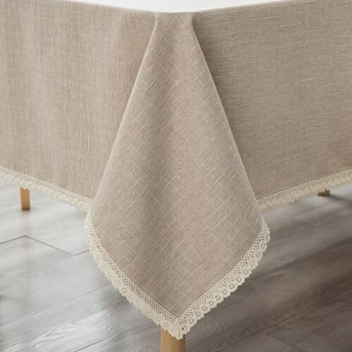 Mantel Texturizado Estilo Arpillera Rústica Aspecto Lino Lavable 55x70 en Beige - Imagen 8 de 8