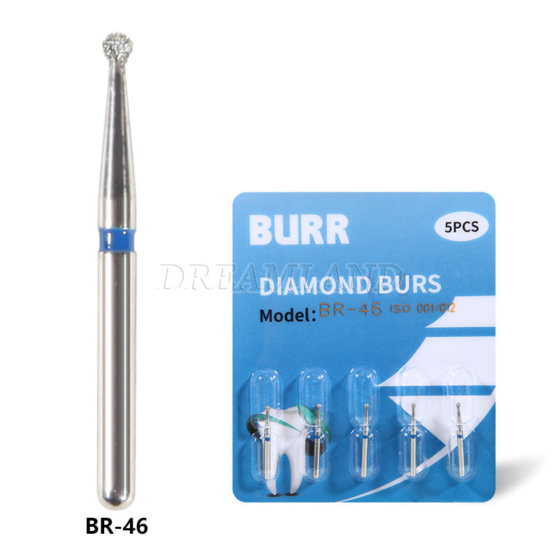 Dental Diamond Burs For High Speed Handpiece Turbine Friction Grip 5Pcs