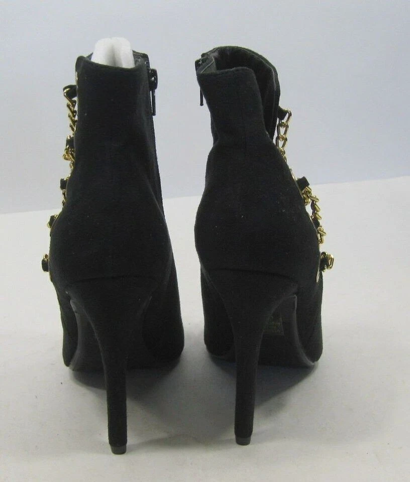 new Black 5"Stiletto Heel Pointy Toe Gold Chain Ankle Boot WOMEN Size 8.5 - Image 3 of 4