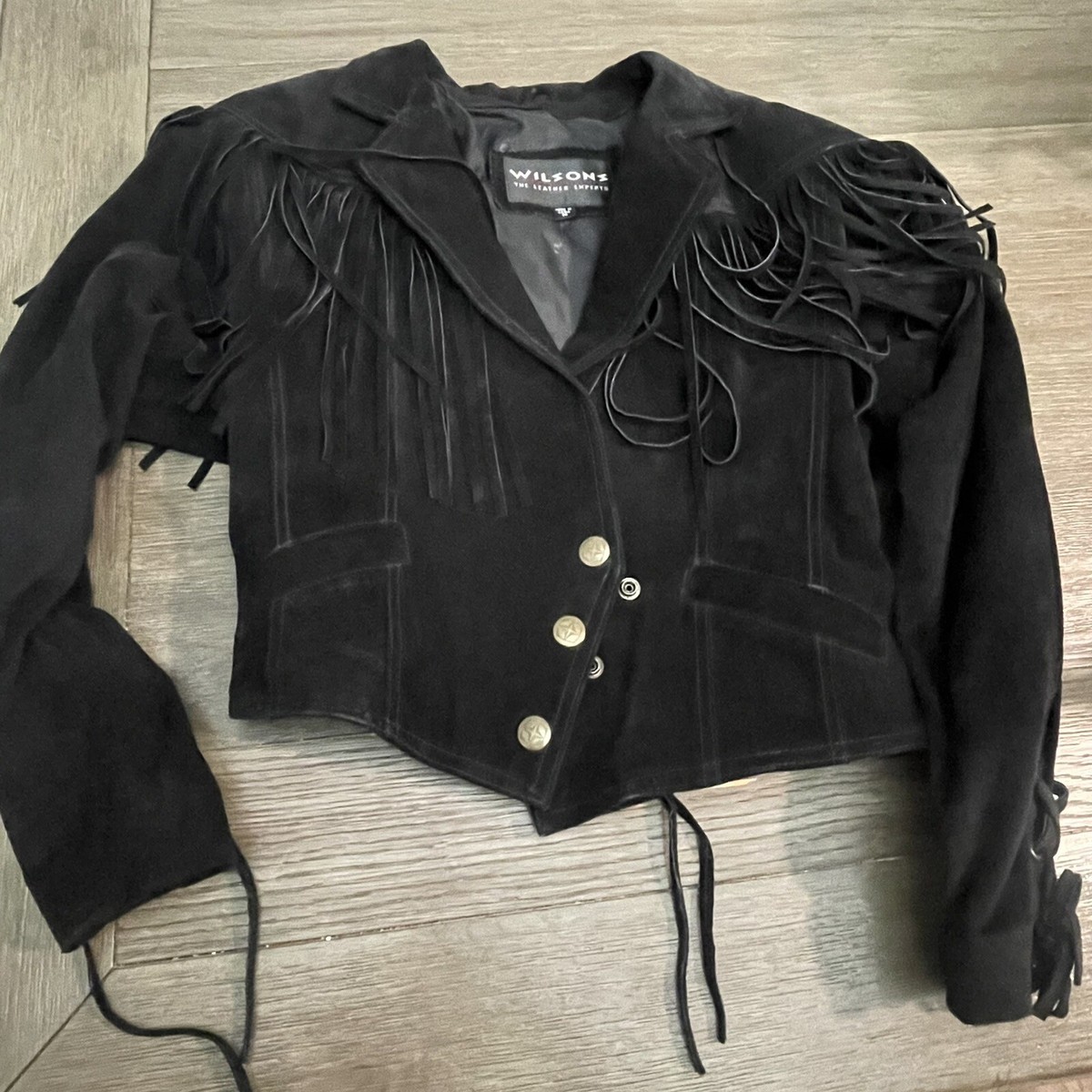 Wilson’s Leather Cropped Suede Fringe Jacket Size Medium