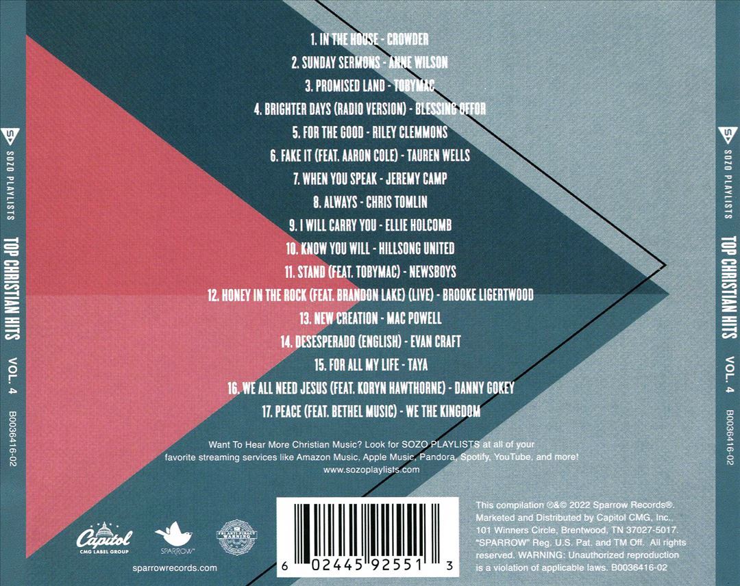 VARIOUS ARTISTS SOZO PLAYLISTS: TOP CHRISTIAN HITS, VOL. 4 NEW CD