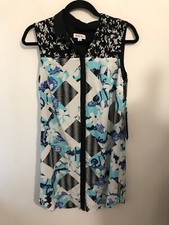 Peter Pilotto Target Tunic Dress Womens SZ M Button Down Floral Blue Lace NWT