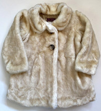 Old Navy Faux Fur Coat Jacket Beige Lined Girl's Size 4 NWT