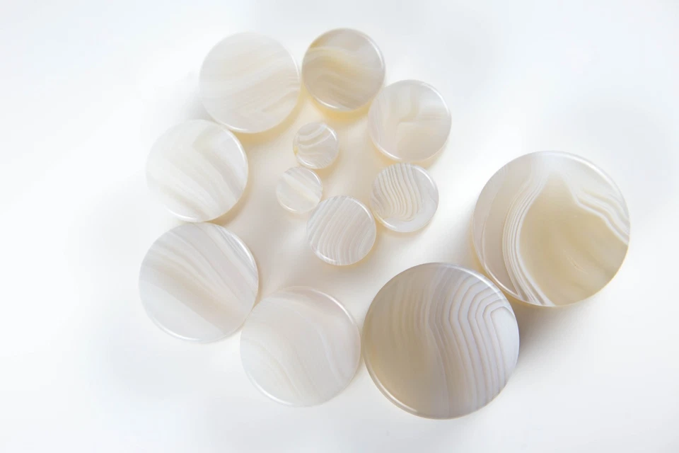 Par de tapones de piedra orgánica de ágata gris medidores túnel de oído túneles expansores tamaño 10 Foto 4 de 4