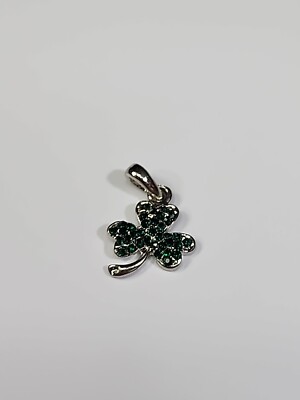 Shamrock Pendant Charm Green Faceted Crystals Three Leaf Clover Small Size 