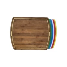 Bamboo Cutting Board with 5 Color Coded Chopping Mats Seville Classics