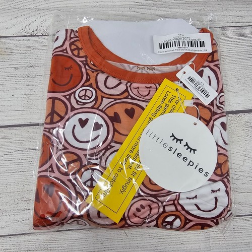 NIB Little Sleepies Groovy Baby Two Piece Short Sleeve Pajama Set Size 7/8