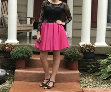 sherri hill dress black and pink two piece size 4 long sleeve