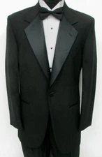 Men's Black Tuxedo Coat Pants Shirt Vest Tie Complete Wedding Tux Masonic Mason