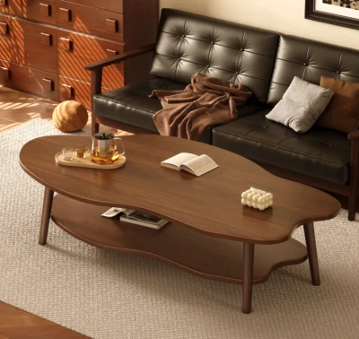 2 Layer Coffee Table Cloud Tea Table Modern Living Room Desk Shelf 80cm