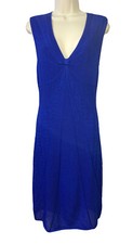 Catherine Malandrino Starburst Pointelle Knit Crochet Dress Blue V-Neck NWT $295